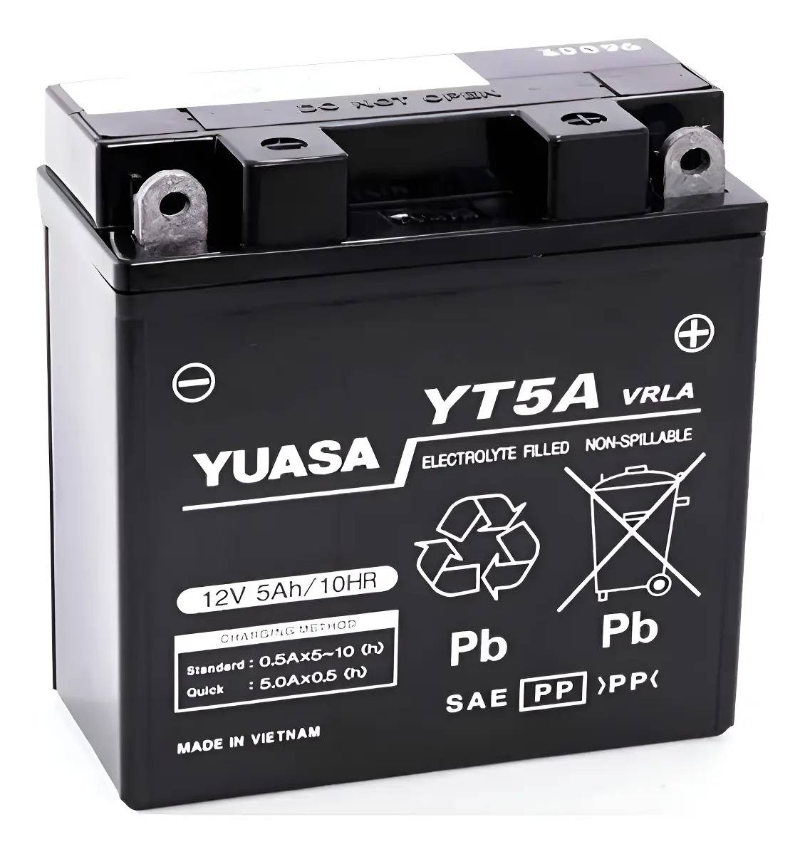 Batería Moto Yuasa Original Discover Gixxer Sport Flex Yt5a Derecho