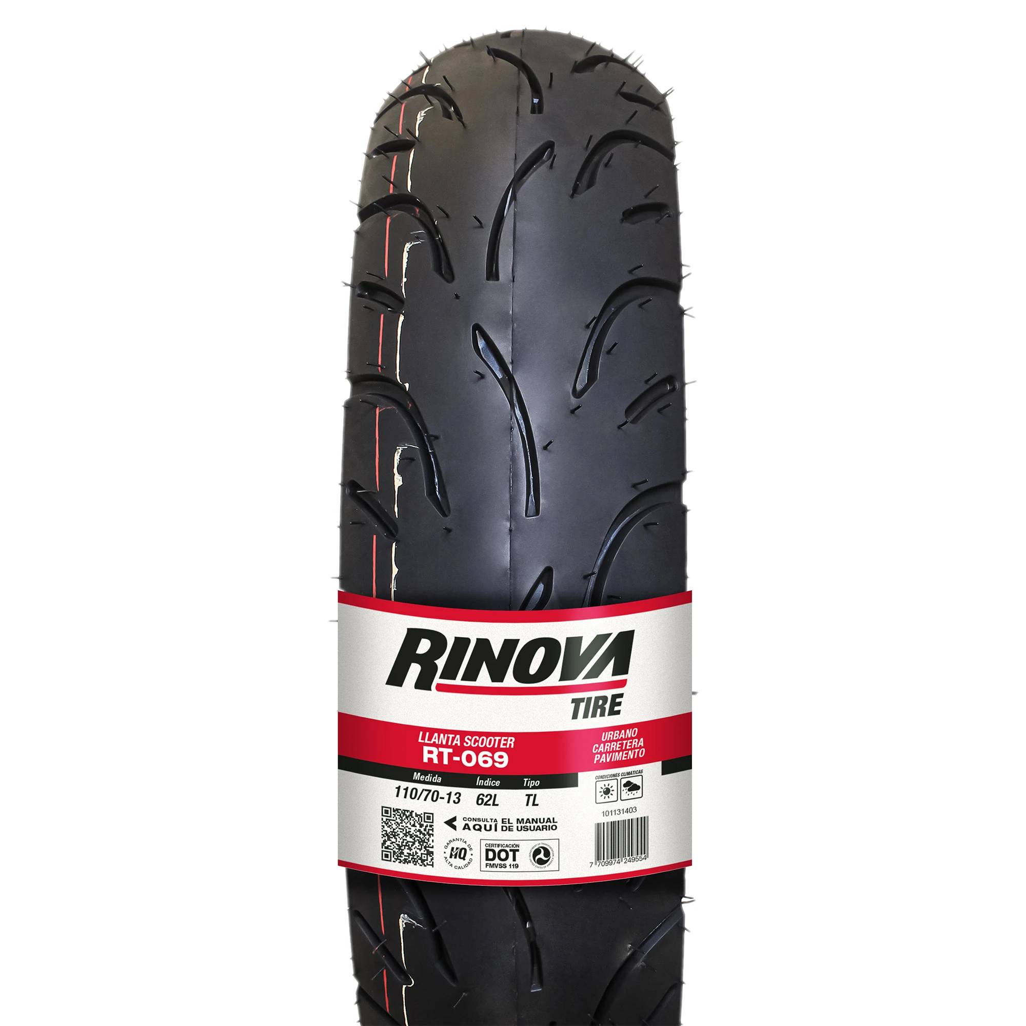Llanta Moto Scooter 110/70-13 Rinova Tires RT-069 62L Sellomatic