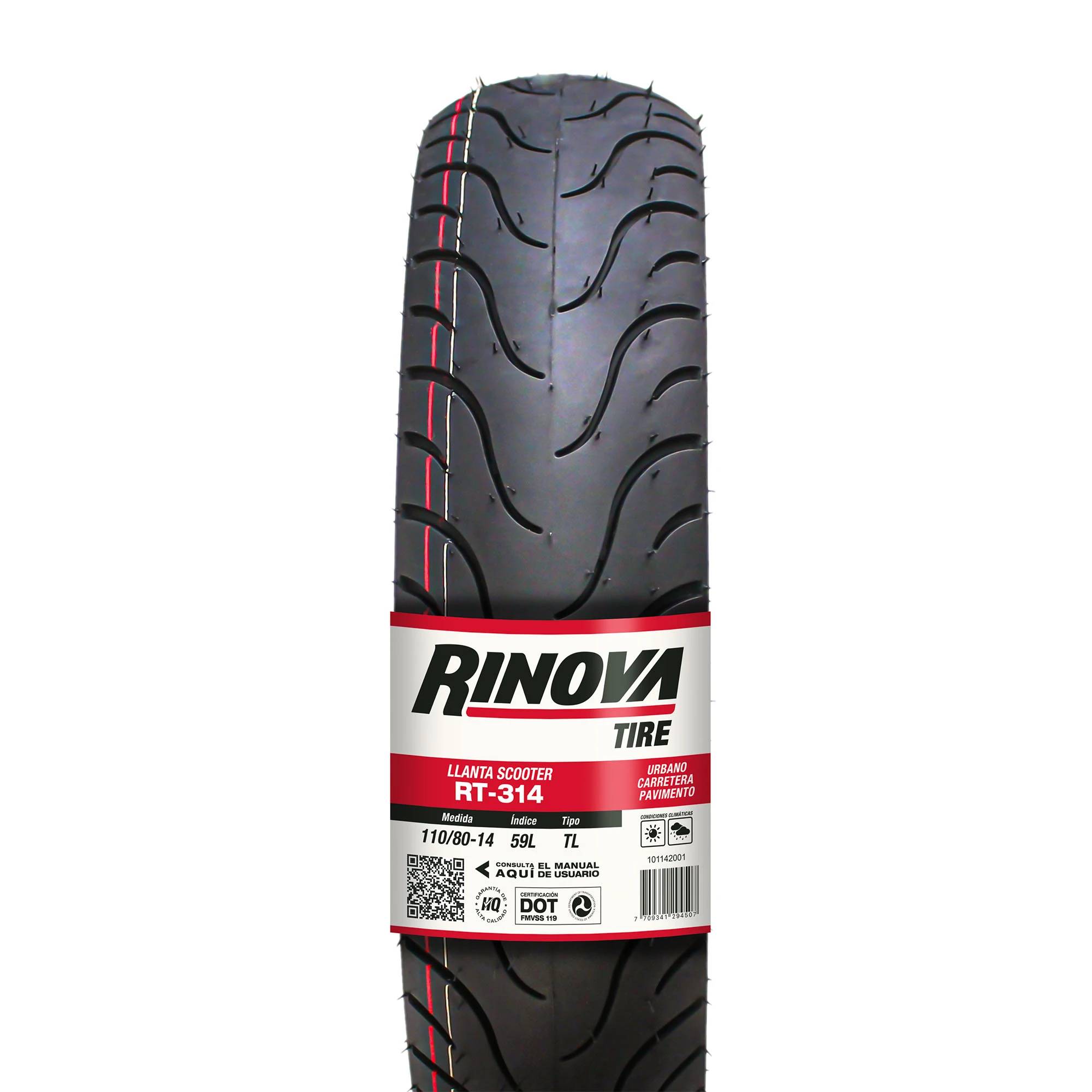 Llanta Moto Scooter 110/80-14 Rinova Tires RT-314 59L Sellomatic