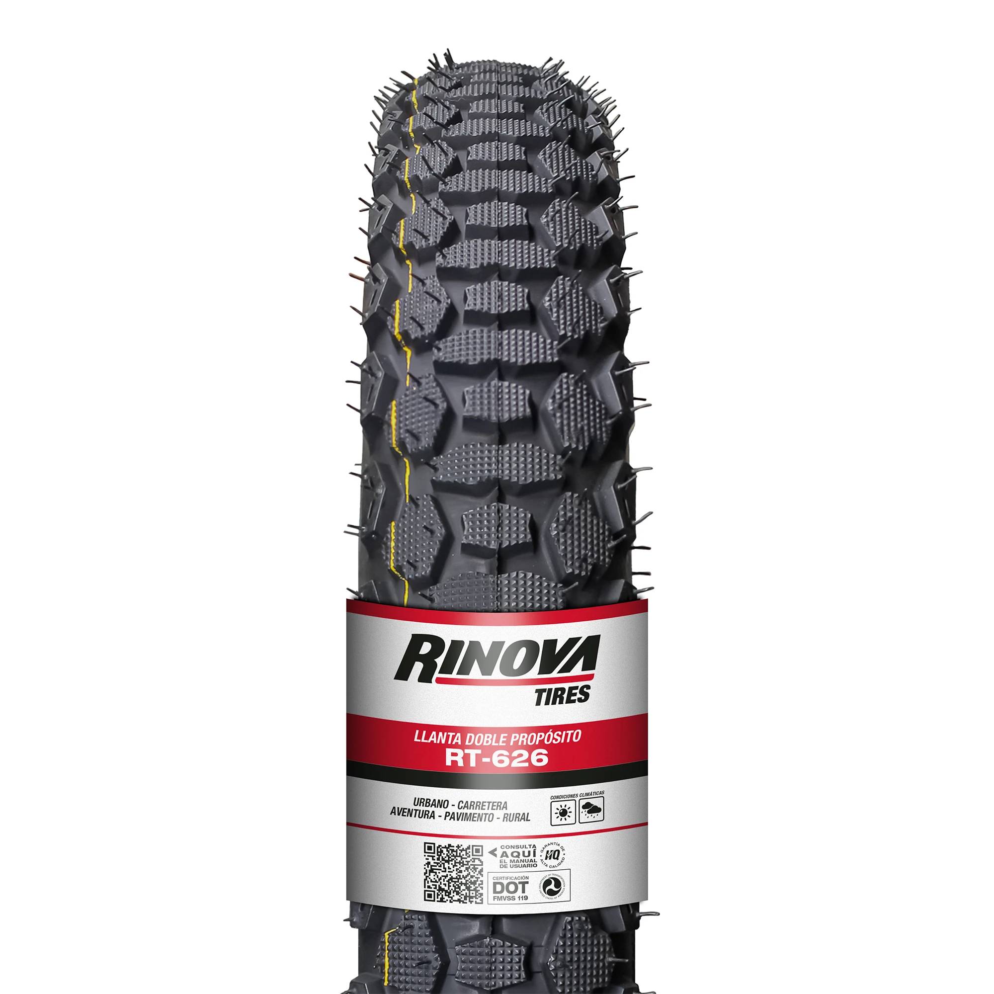 Llanta Moto Doble Propósito 275-18 Rinova Tires RT-626 TT 51L