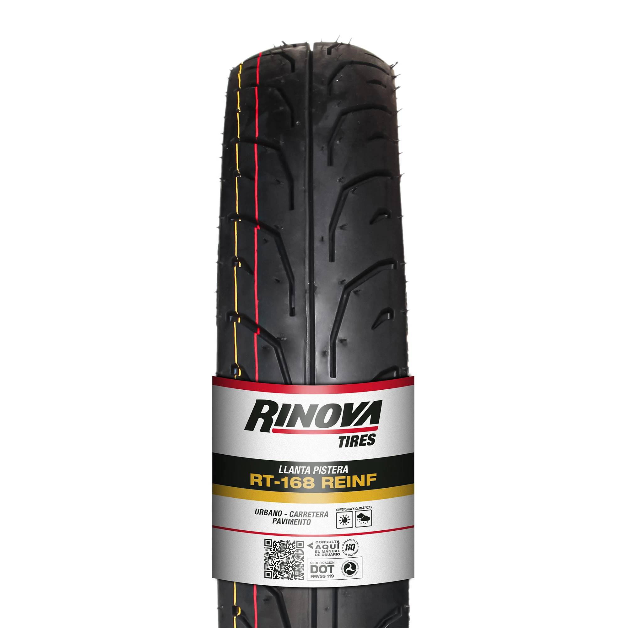 Llanta 90/80-17 RT-168 REINF TL 52L RINOVA TIRES