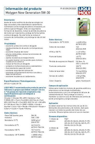 Molygen 5w30 5l Aceite Sintetico Antifriccionante Tungsteno 2