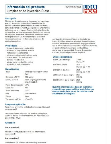 Aditivo Limpiador Inyectores Diesel Liqui Moly 500ml 2