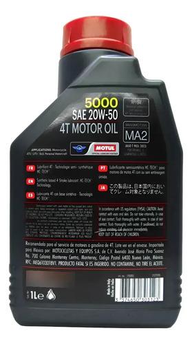 Aceite Moto Motul 5000 20w50 Api Sn Ma2 Semisintético X1 L. 2