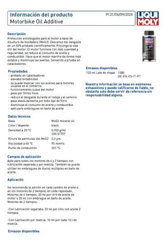 Aditivo Antidesgaste Mos2 Moto Liqui Moly 125ml 2