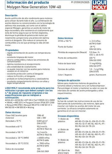Aceite 10w-40 Hc Molygen New Generatión Dual Liqui Moly 4l 2