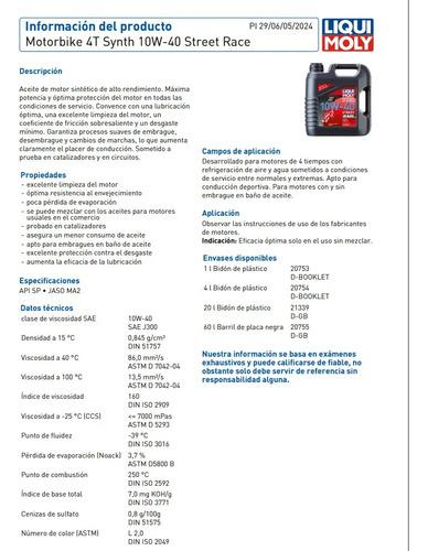 Aceite 10w40 Sintetico Moto 4t Liqui Moly 1l 4