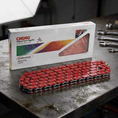Cadena Moto 520 Oring 120l Reforzada Repuesto Choho Rojo 2