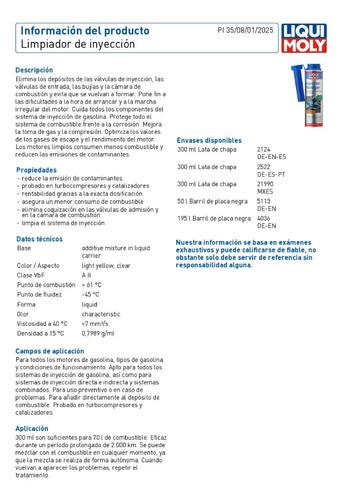 Aditivo Limpiador Inyección Gasolina Liqui Moly 300ml 7