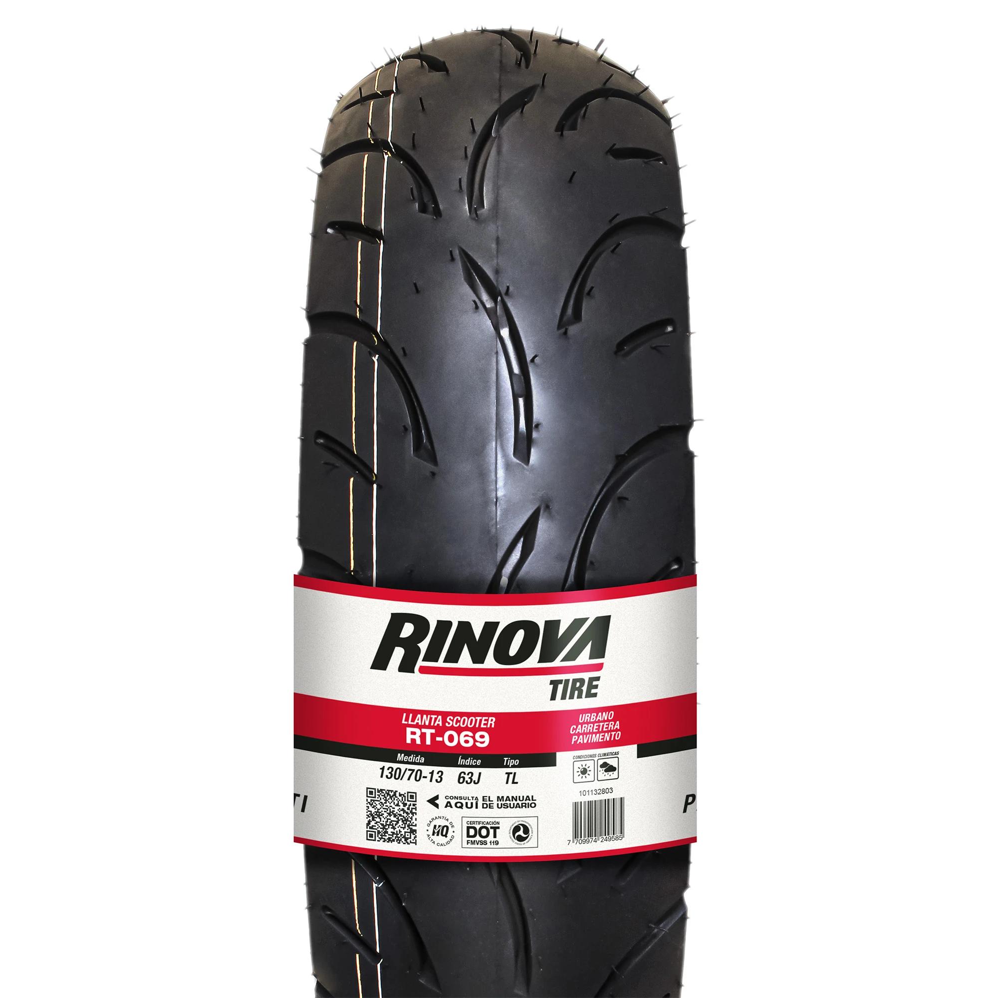 Llanta Moto Scooter 130/70-13 Rinova Tires RT-069 63J Sellomatic