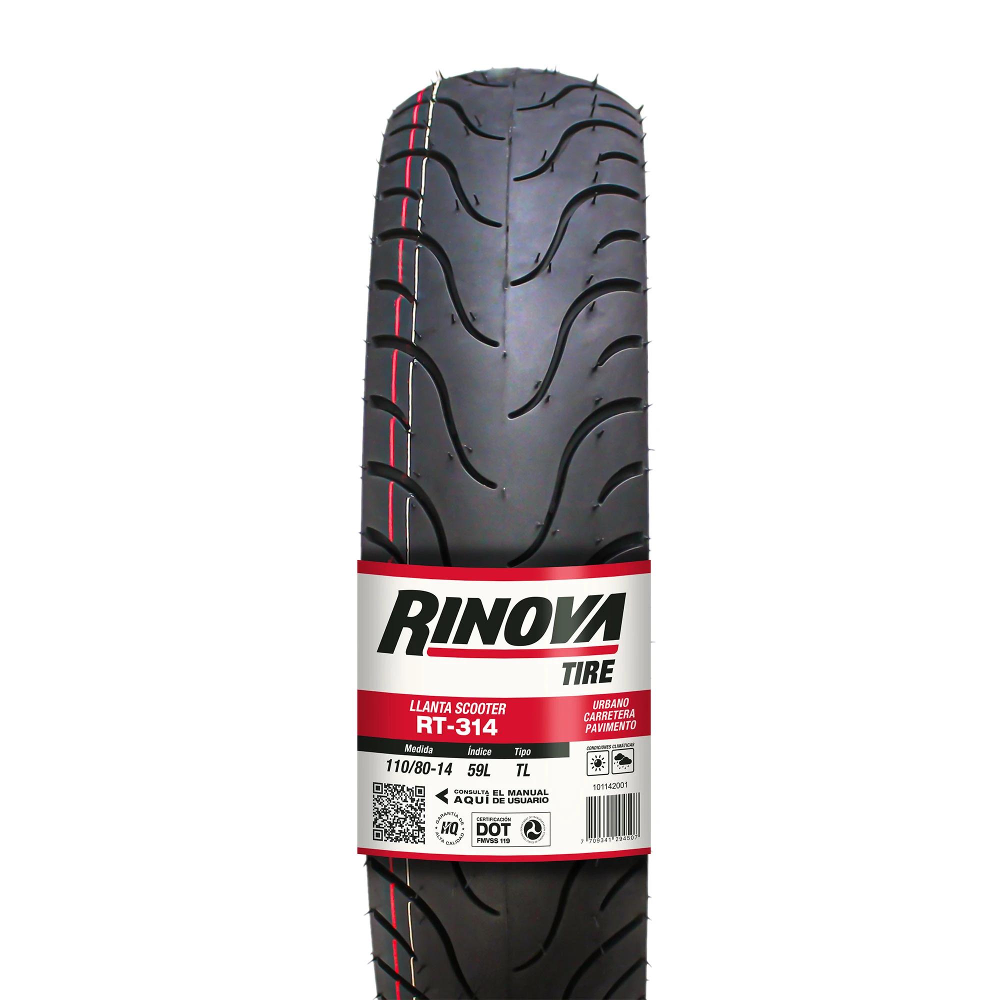 Llanta Moto Scooter 110/80-14 Rinova Tires RT-314 59L Sellomatic