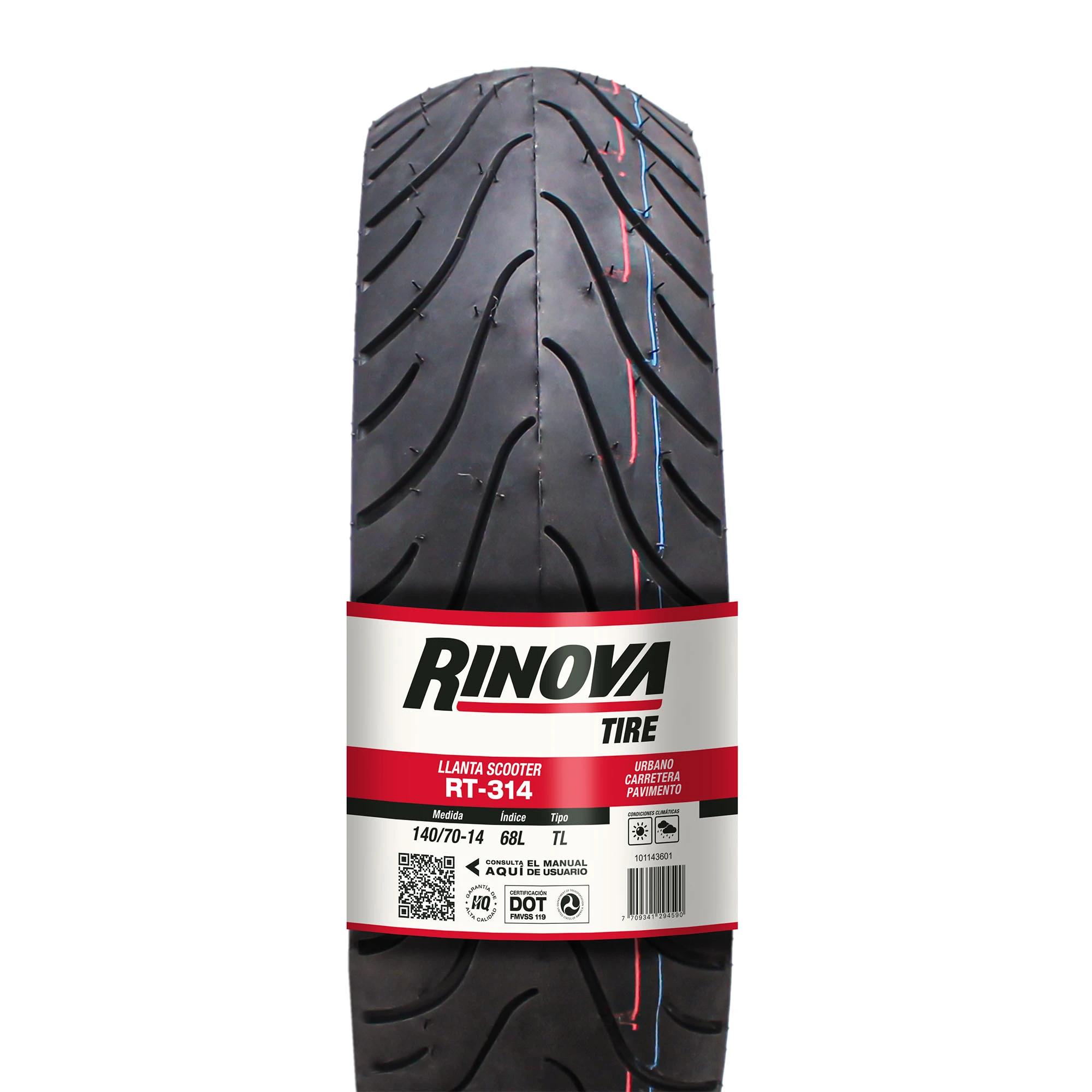 Llanta Moto Scooter 140/70-14 Rinova Tires RT-314 68L Sellomatic