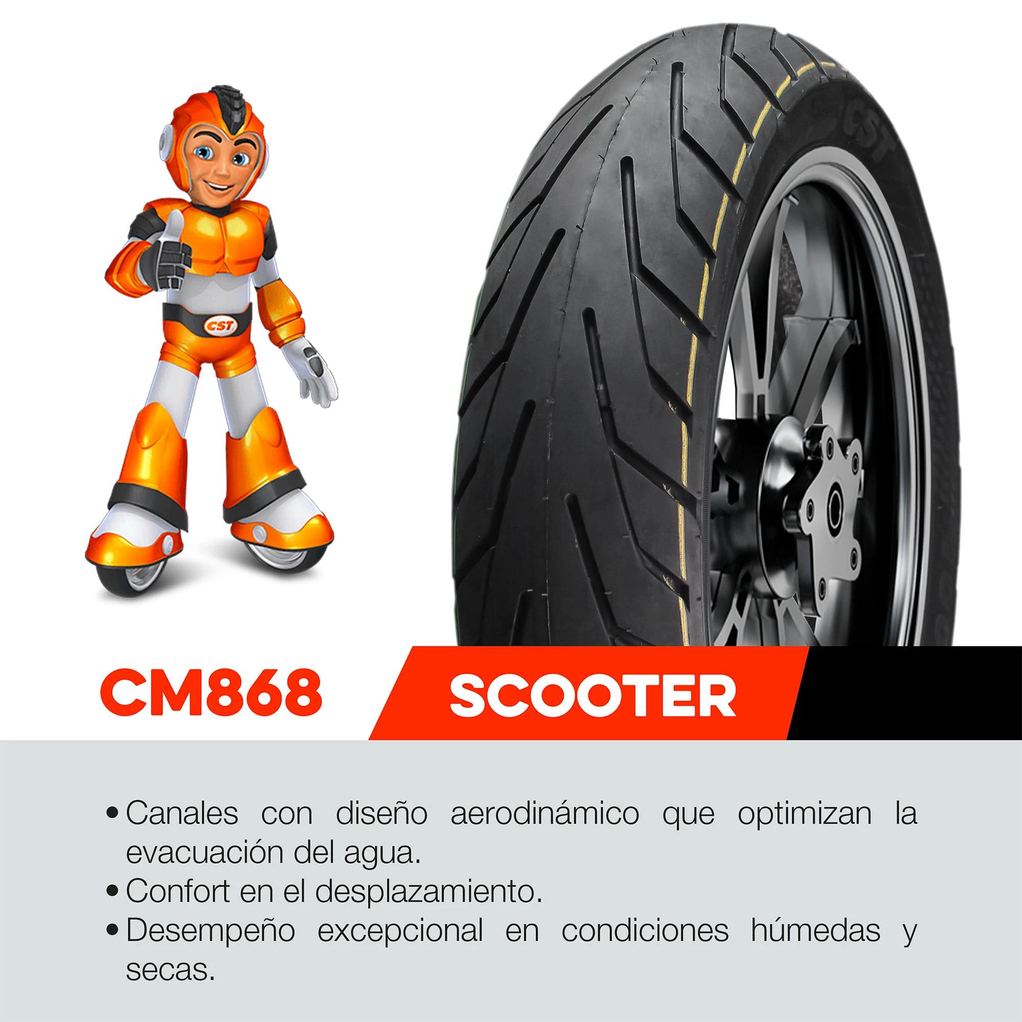 Llanta 100/80-12 CST CM868 TL 46L para Scooter 3