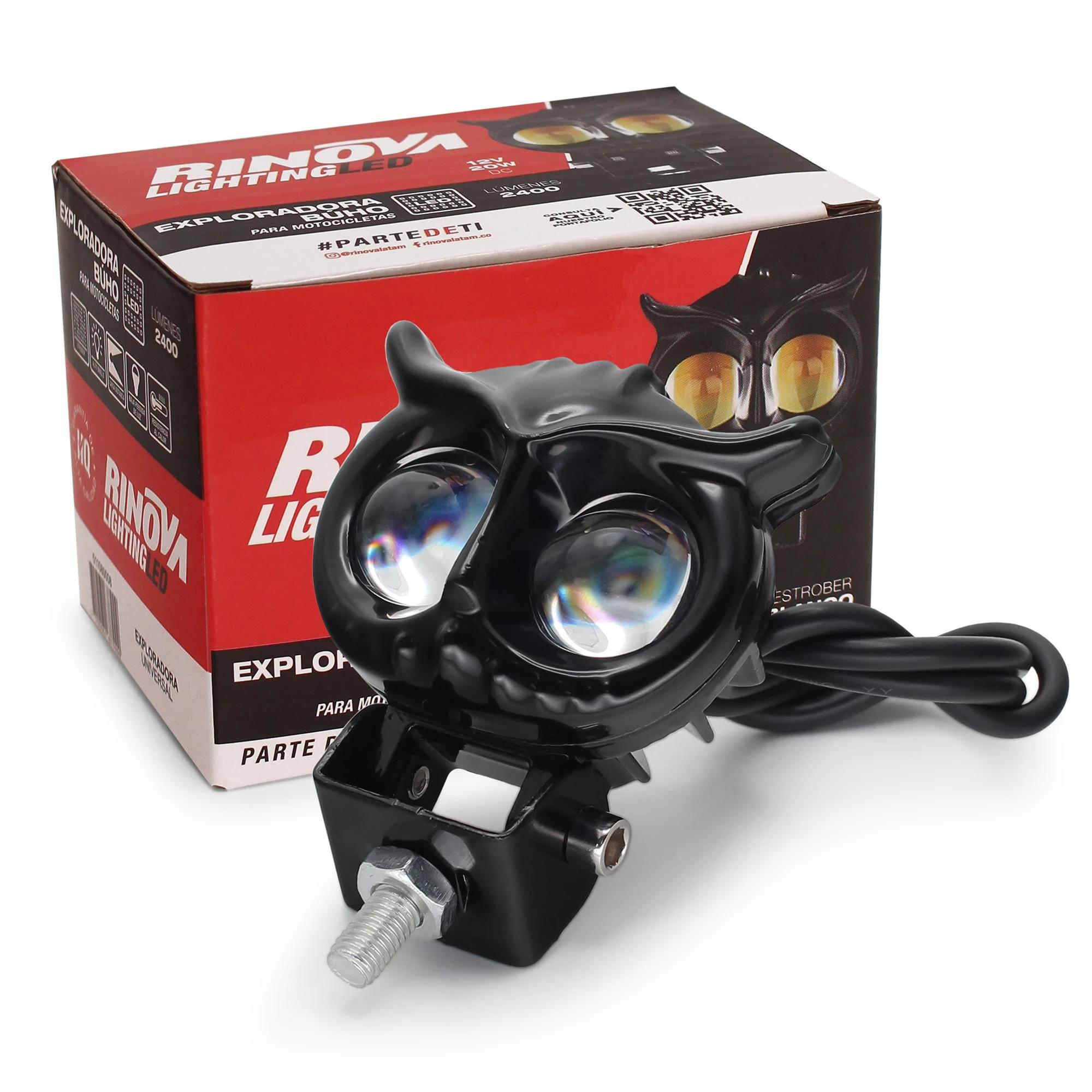 Exploradora LED para Moto Tipo Búho 12V DC Blanco y Ámbar 20W 2400 Lúmenes 3