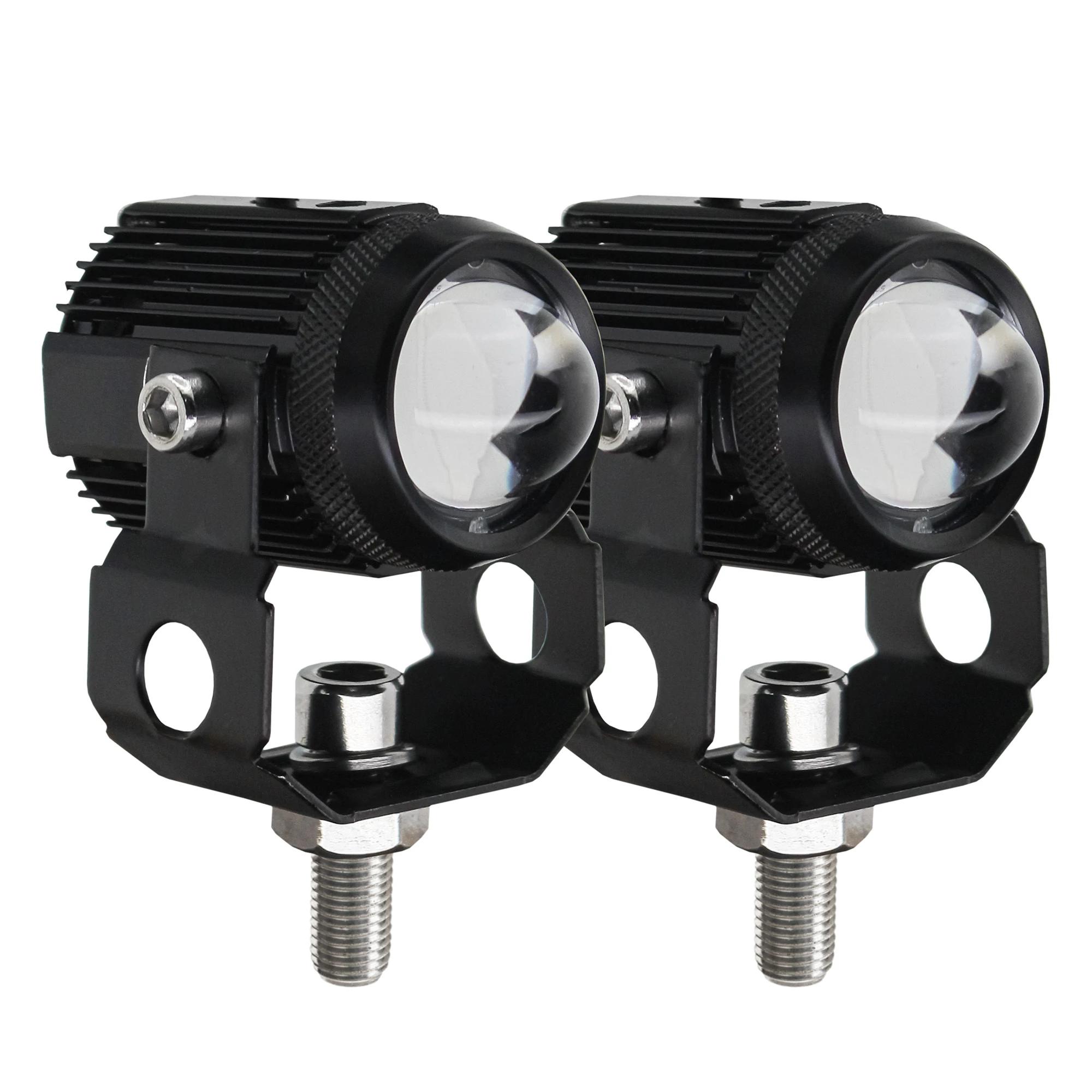 Kit x2 Exploradoras LED Tipo Lupa para Moto 12V DC Blanco y Naranja 20W 2400 Lúmenes 2