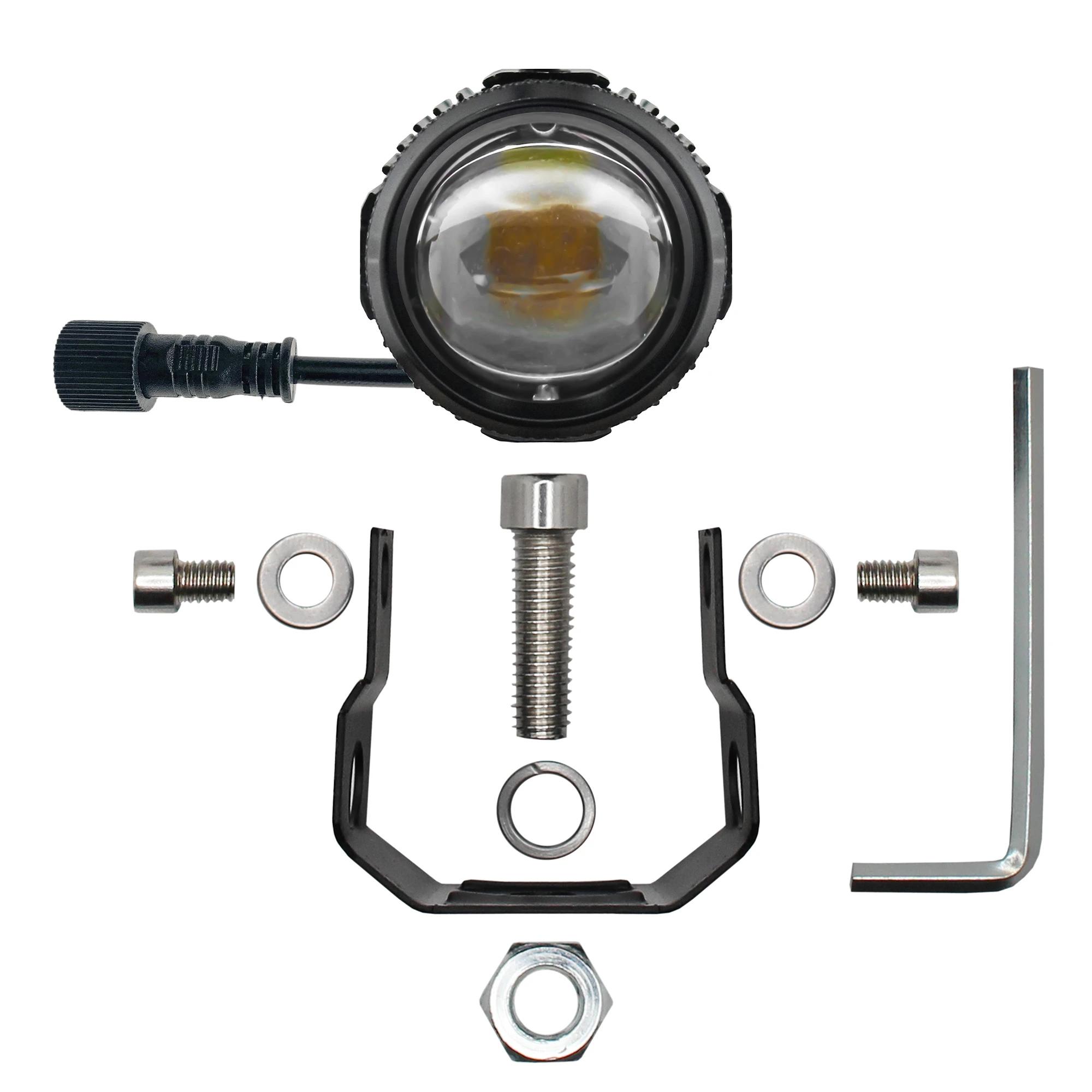 Kit x2 Exploradoras LED Tipo Lupa para Moto 12V DC Blanco y Naranja 20W 2400 Lúmenes 4