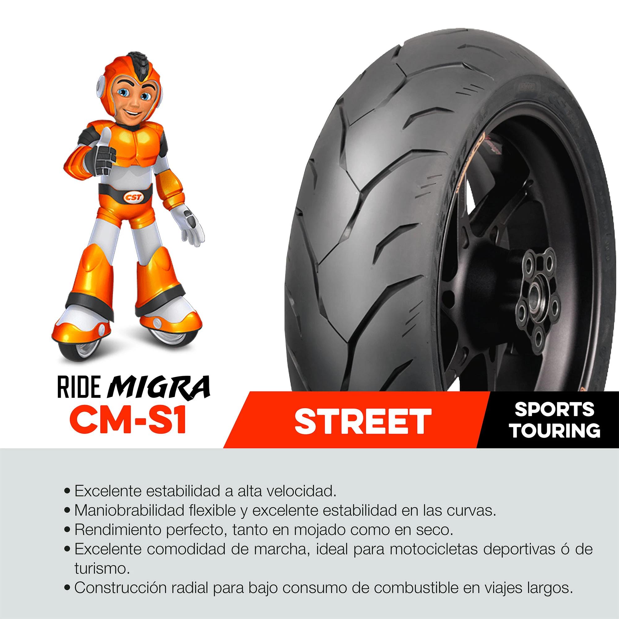 Llanta 140/70R17 CST RideMigra CM-S1 TL 66H Trasera 4