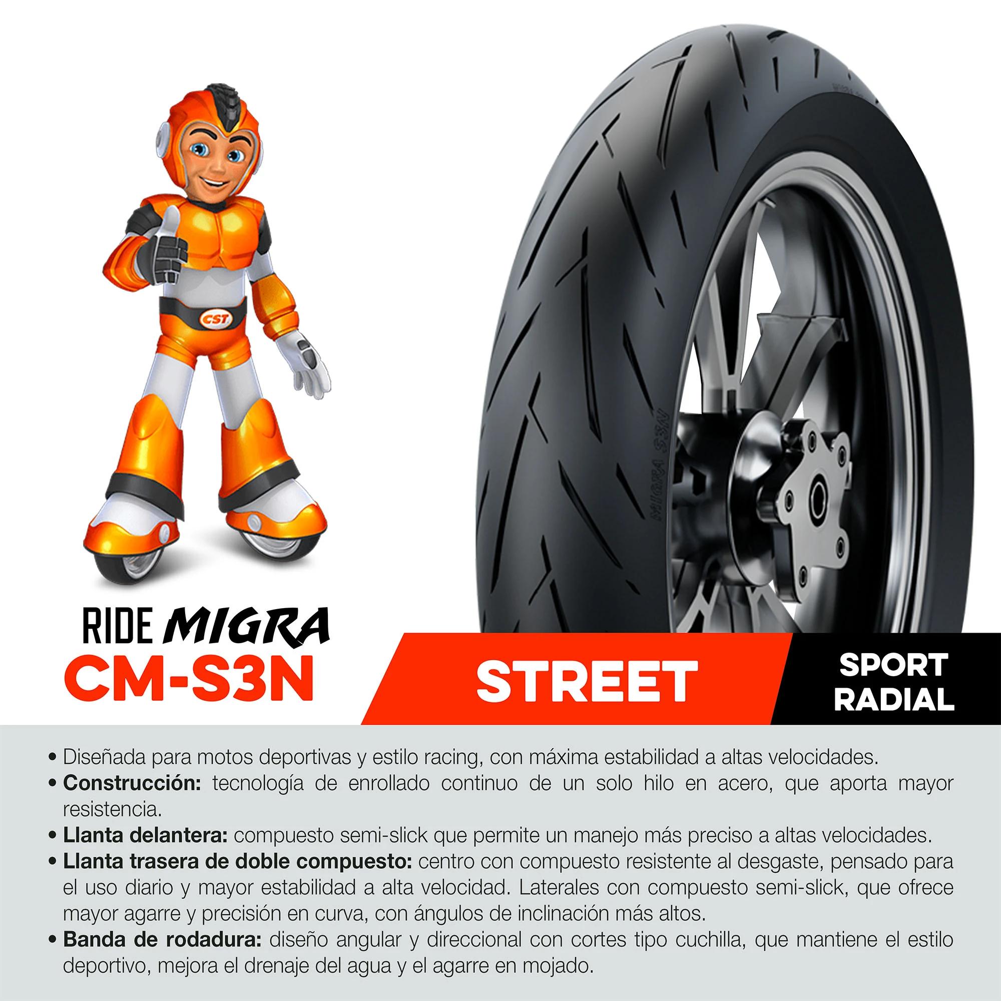 Llanta 160/60ZR17 CST RideMigra CM-S3N TL 69W Trasera 3