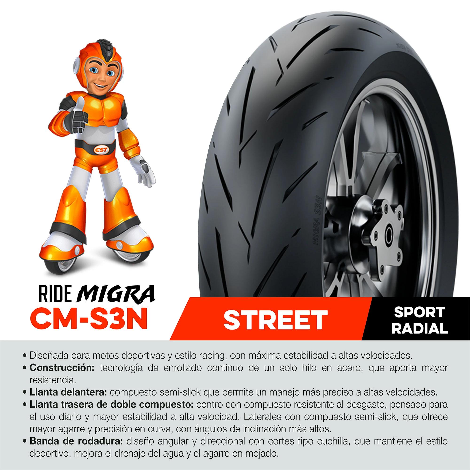 Llanta 200/55ZR17 CST RideMigra CM-S3N TL 78W Trasera 3