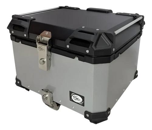 Baul Maletero Sm 45 Litros Espaldar Base Aluminio Tipo Dr1 Plateado