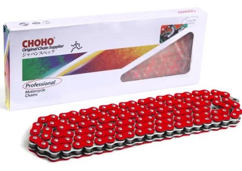 Cadena Moto 520 Oring 120l Reforzada Repuesto Choho Rojo