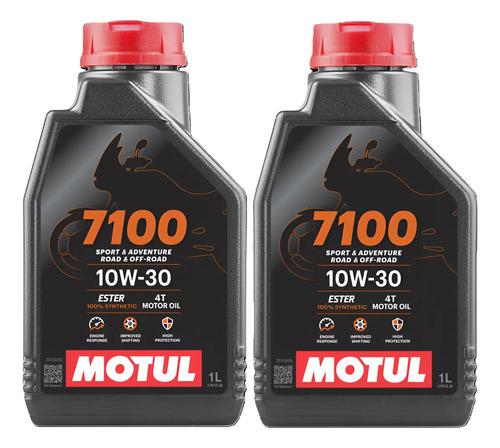 2 Aceites Para Moto 4t 7100 10w30 100% Sintetico Motul X 1l