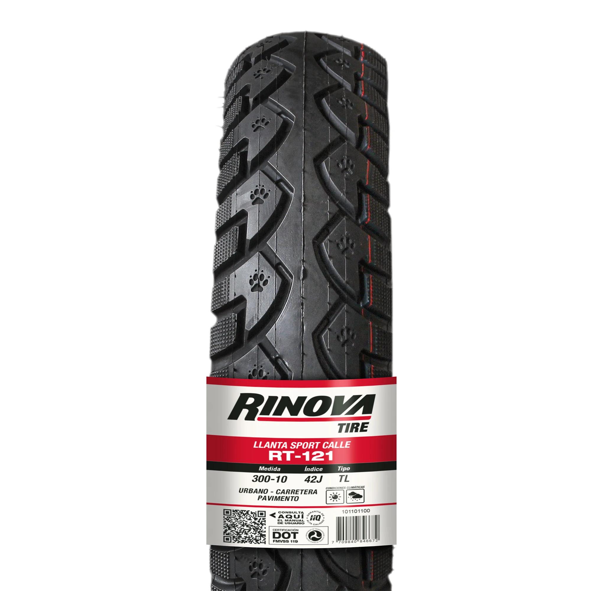 Llanta Movilidad Eléctrica 300-10 RINOVA TIRES RT-121 49J SELLOMATIC