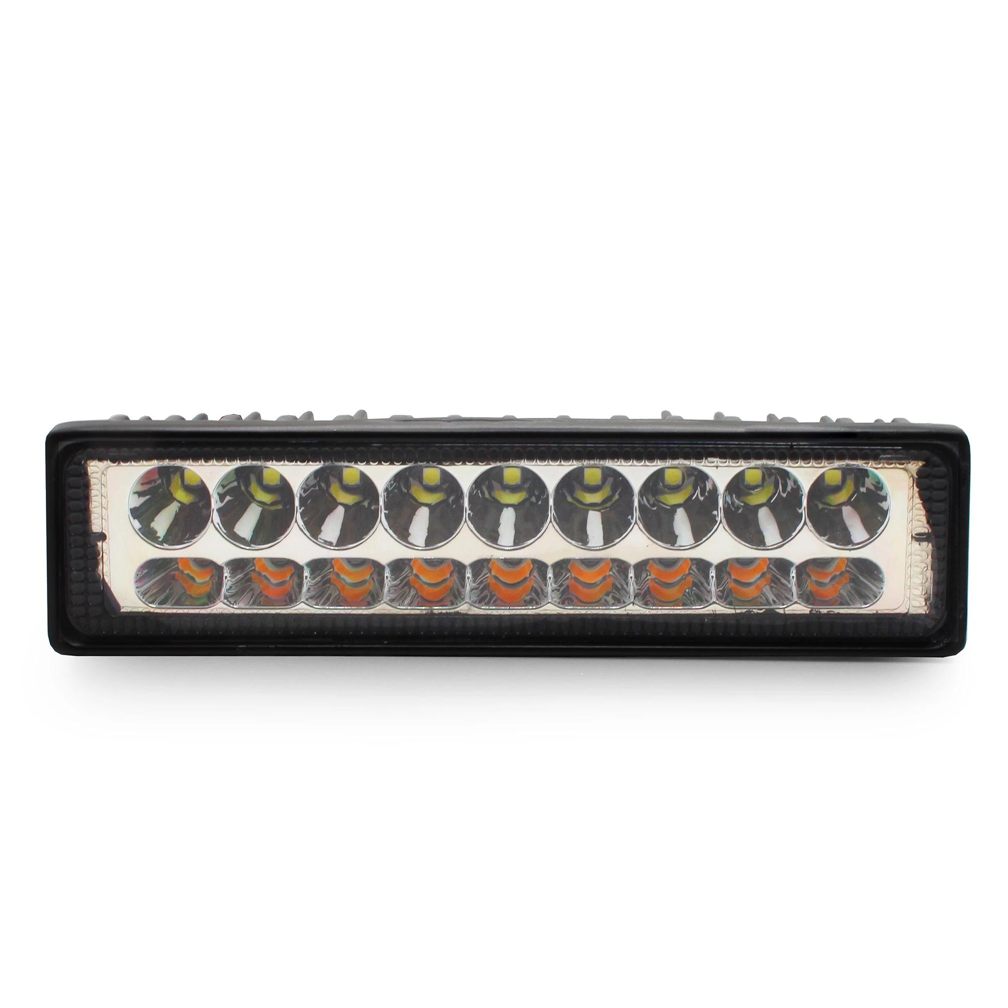 Exploradora Rectangular LED para Moto Dual Color Alta/Baja/Strober 12/24V DC 18W 1800 Lúmenes